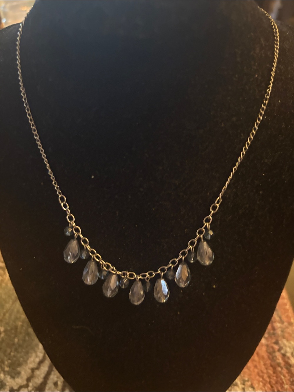 Delicate Blue Teardrop Pendant Necklace - Women Jewelry